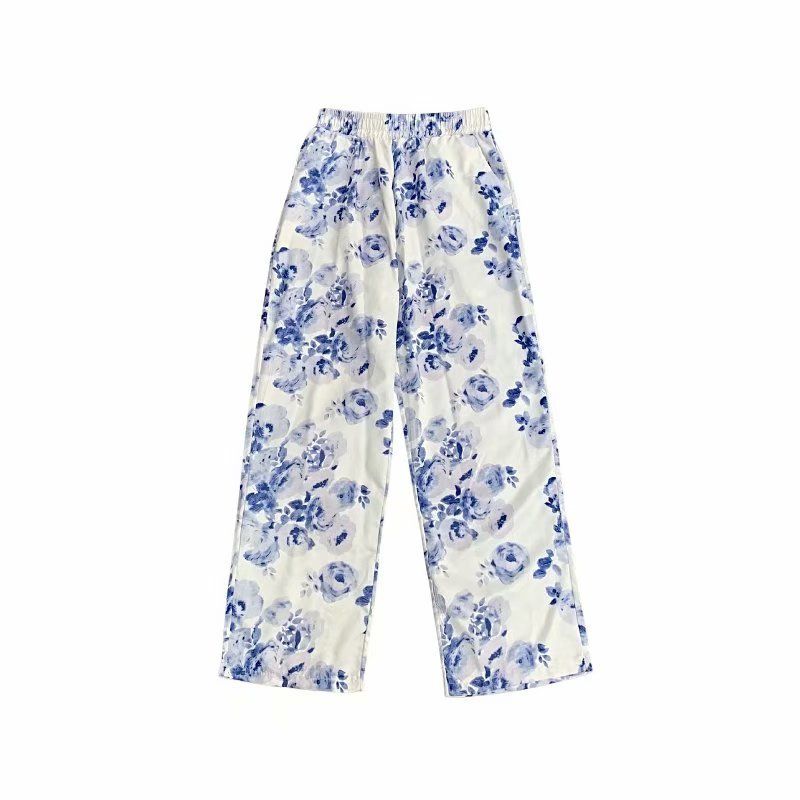 Tie-dyed Bloemen Wijde Broek Heren Los En Casual Dweilen Van De Vloer