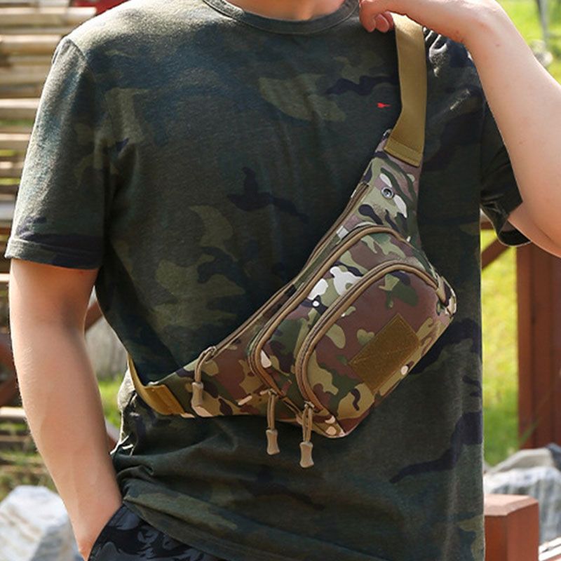 Heren Nylon Multi-carry Multi-pocket Outdoor Tactische Camouflage Rijden Heuptas Schoudertas Borsttas