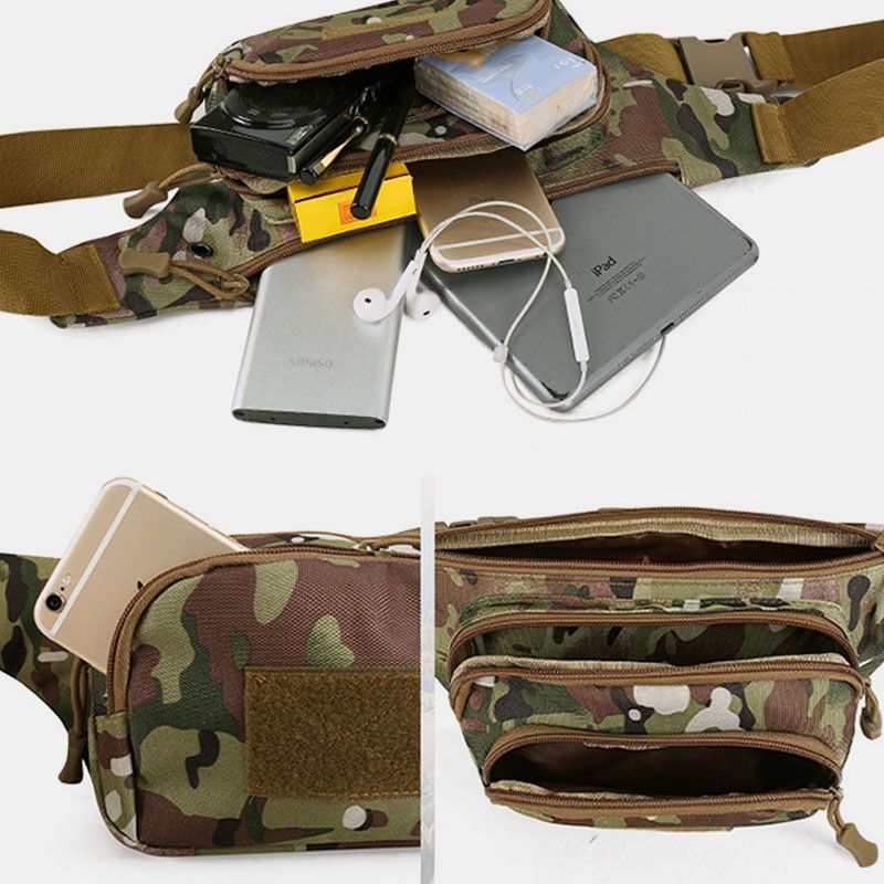 Heren Nylon Multi-carry Multi-pocket Outdoor Tactische Camouflage Rijden Heuptas Schoudertas Borsttas