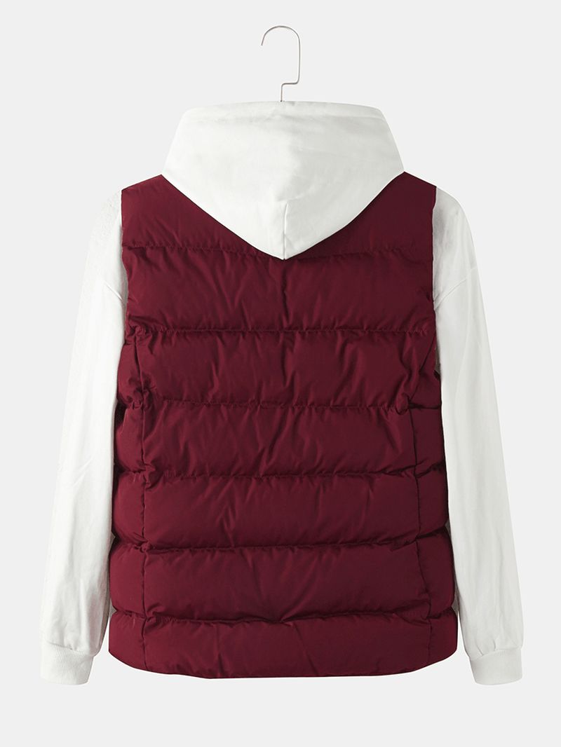 Heren Effen Kleur Mouwloos Warm Dikker Gewatteerd Gilet Vest Met Zak