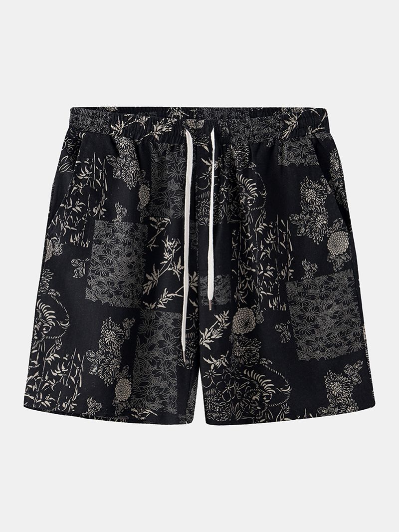 Casual Losse Shorts Met Vintage Print Voor Heren