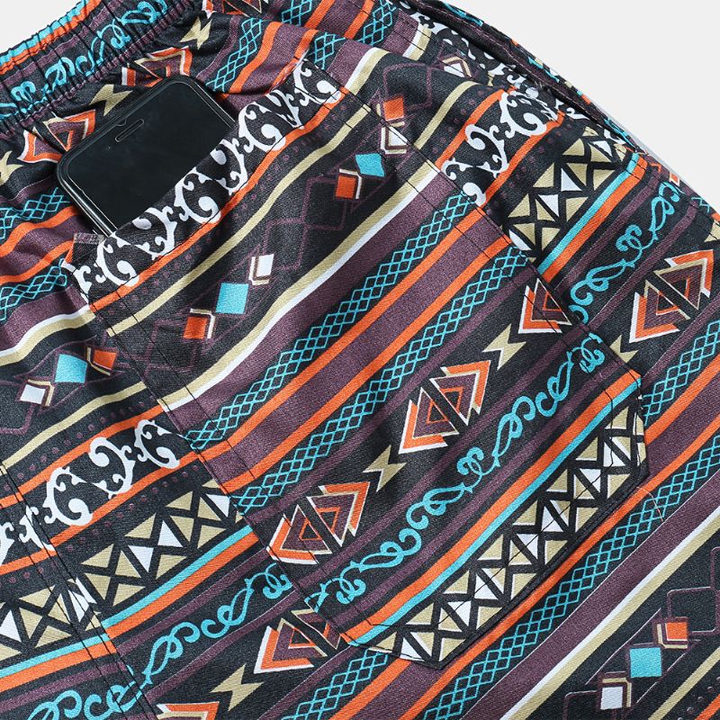 Casual Strandboardshorts Met Etnische Stijl Voor Heren