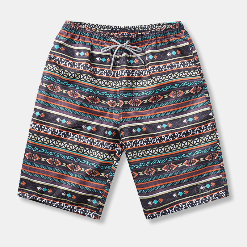 Casual Strandboardshorts Met Etnische Stijl Voor Heren