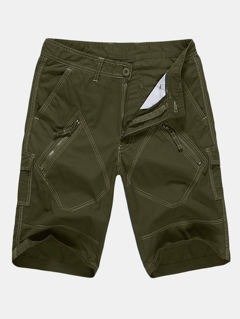 Grote Maat 30-40 Casual Cargo Shorts Zomer Heren Effen Kleur Mulit Zakken Knielengte Shorts