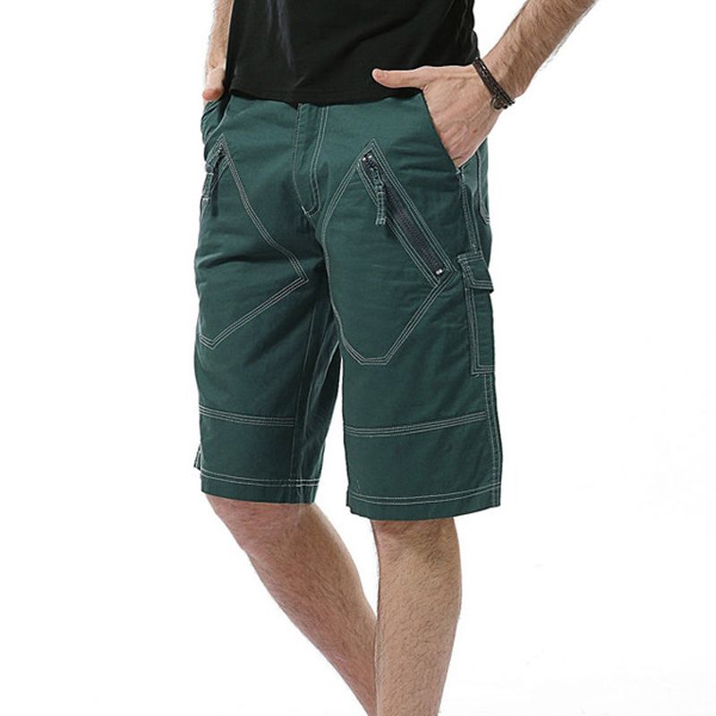 Grote Maat 30-40 Casual Cargo Shorts Zomer Heren Effen Kleur Mulit Zakken Knielengte Shorts