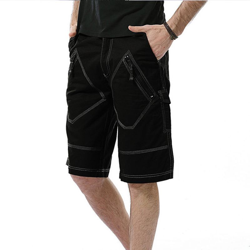 Grote Maat 30-40 Casual Cargo Shorts Zomer Heren Effen Kleur Mulit Zakken Knielengte Shorts