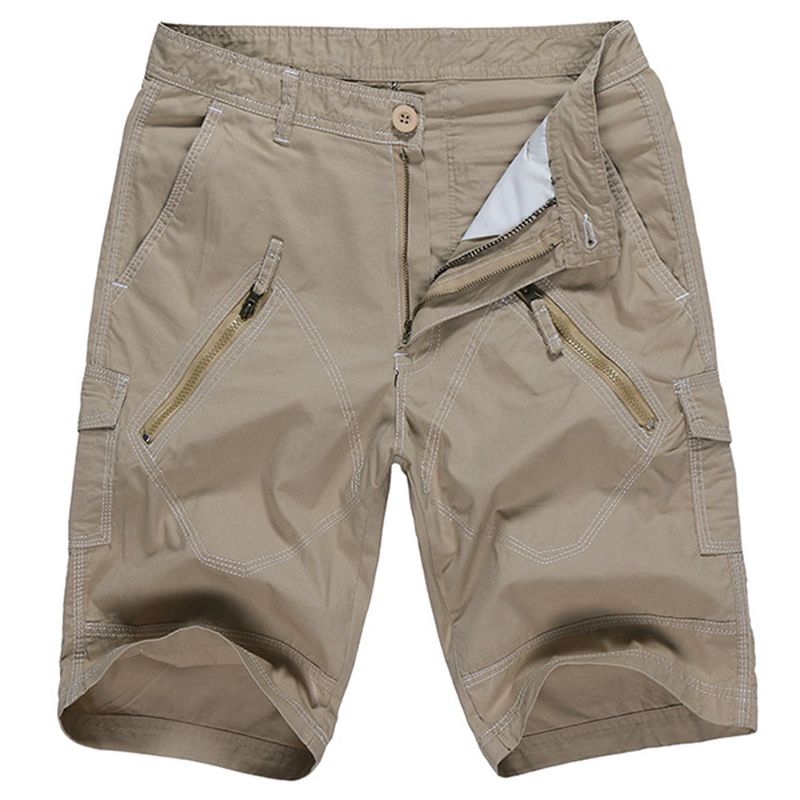 Grote Maat 30-40 Casual Cargo Shorts Zomer Heren Effen Kleur Mulit Zakken Knielengte Shorts