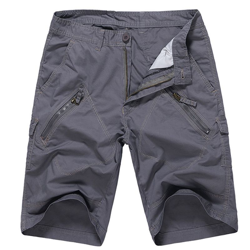 Grote Maat 30-40 Casual Cargo Shorts Zomer Heren Effen Kleur Mulit Zakken Knielengte Shorts