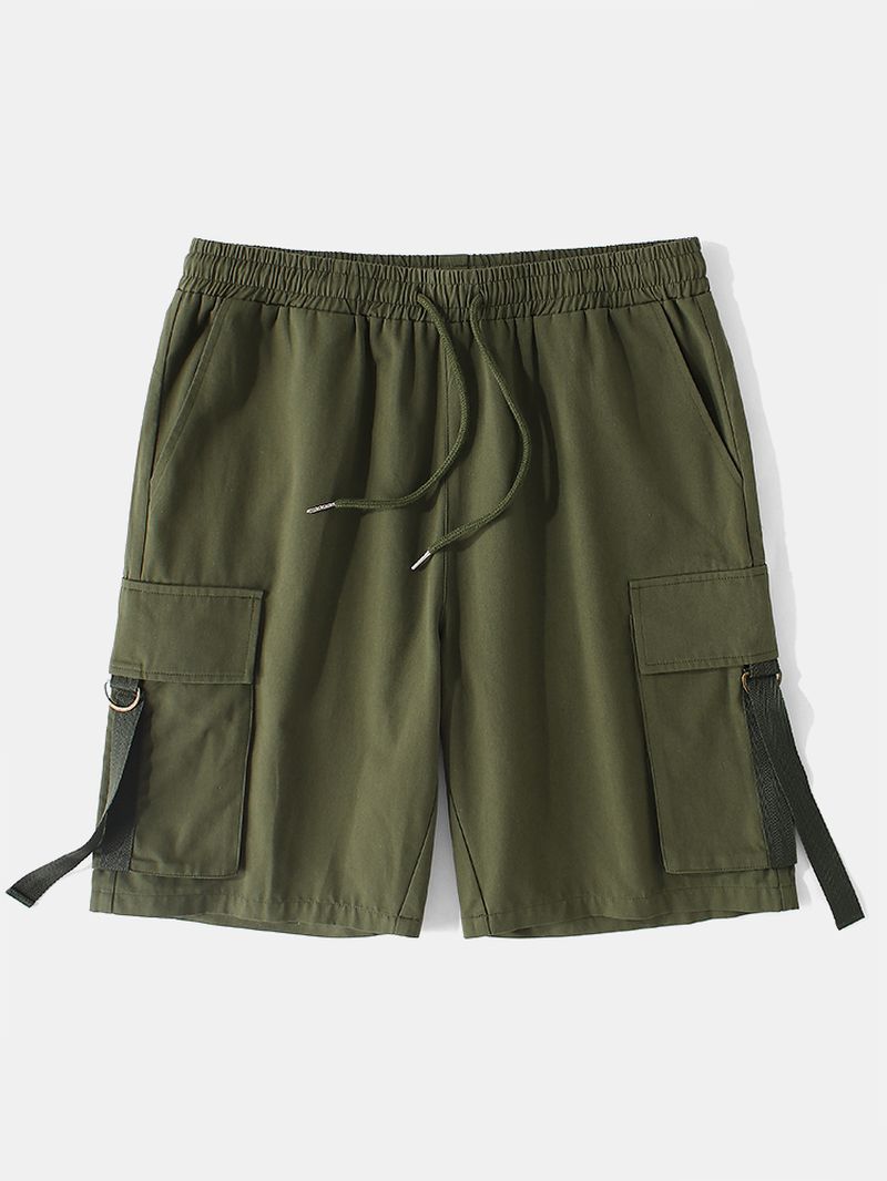 Heren 100% Katoen Muti-pocket Trekkoord Elastische Taille Werkshorts