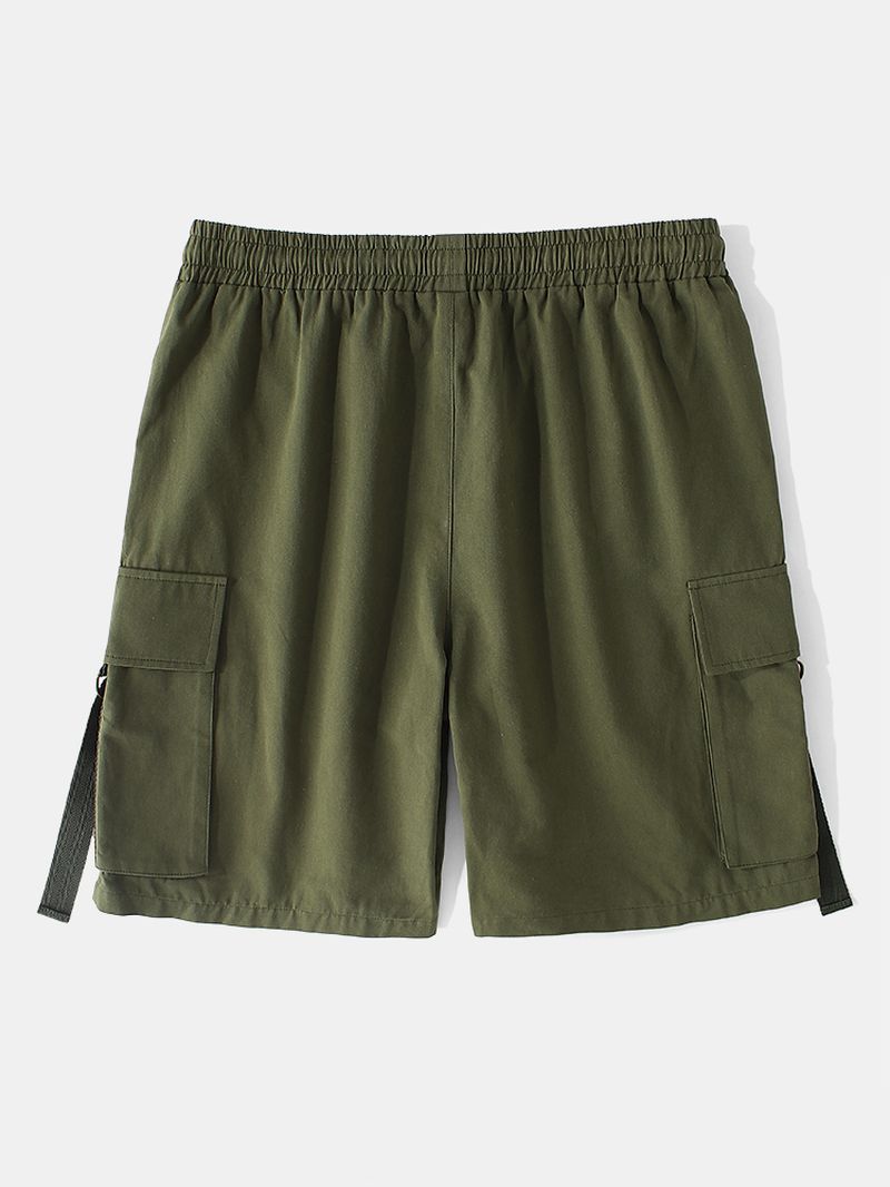 Heren 100% Katoen Muti-pocket Trekkoord Elastische Taille Werkshorts