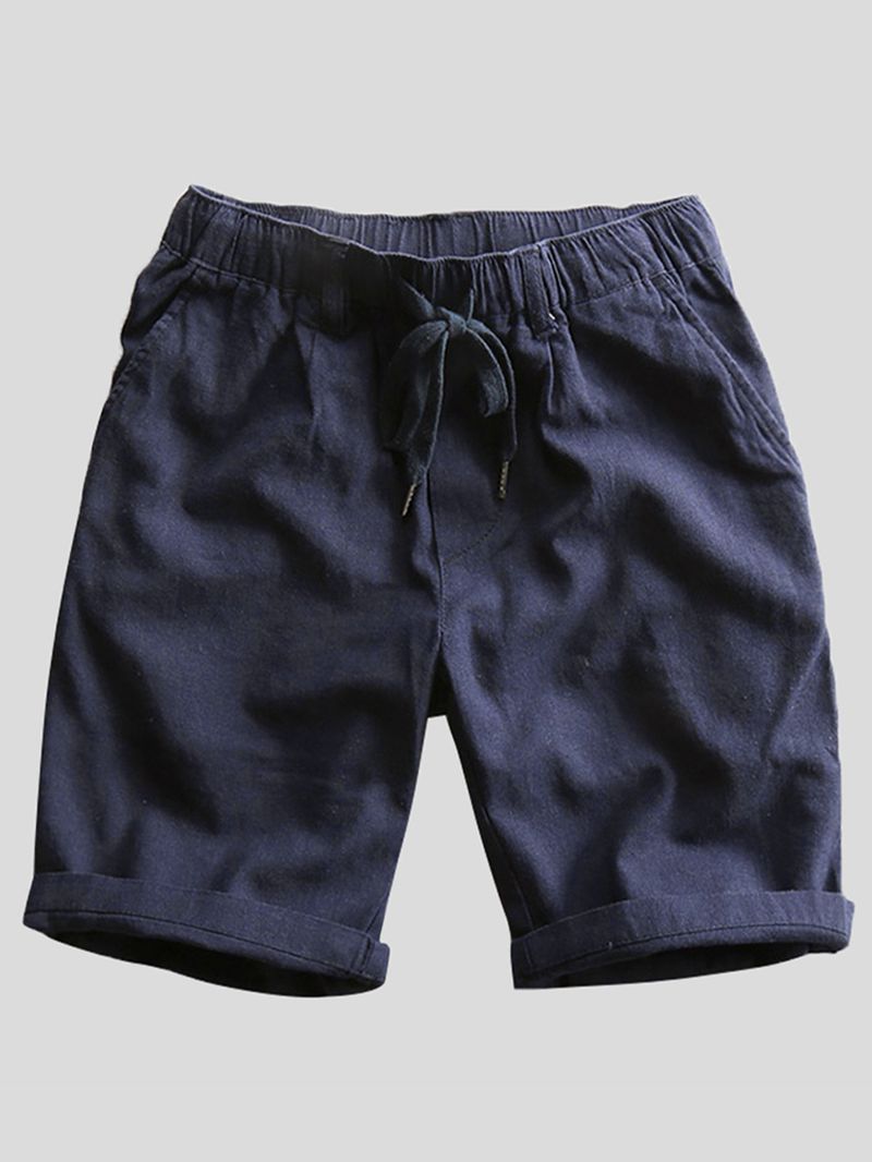 Heren 100% Katoenen Casual Shorts Met Trekkoord