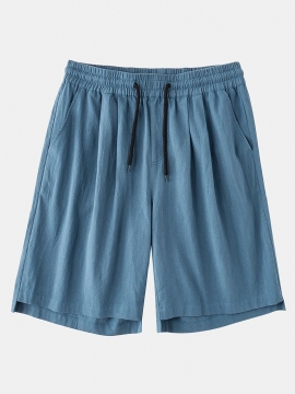 Heren Casual 100% Katoen Ademende Zakken Met Trekkoord Fit Shorts