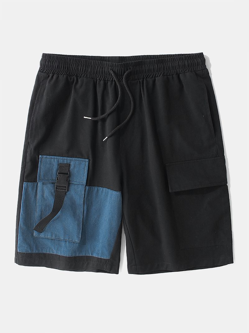 Heren Casual Grote Zak 100% Katoenen Kleurblok Cargo Shorts