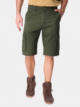 Heren Casual Katoenen Grote Zakken Losse Cargo Militaire Shorts