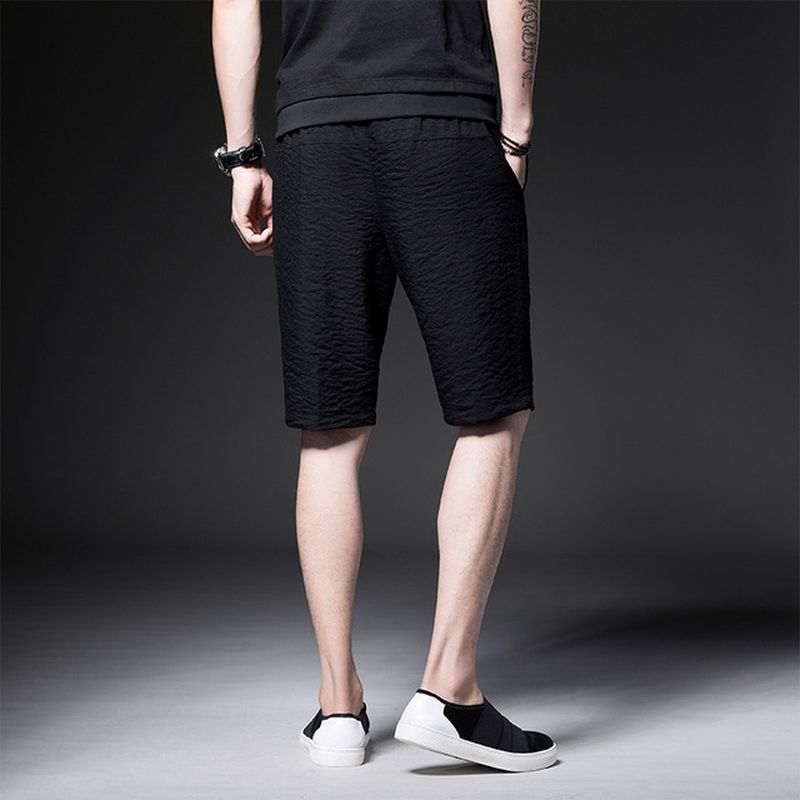 Heren Casual Rechte Vijf Broek Mode Micro-elastische Jeugd Dunne Sectie Broek Effen Kleur Shorts