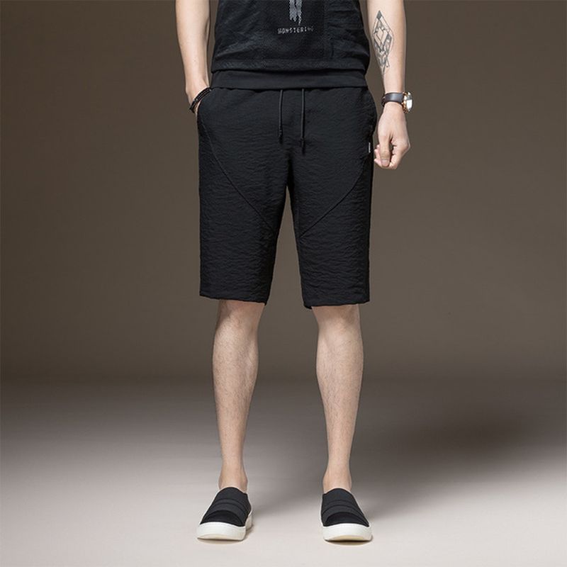 Heren Casual Rechte Vijf Broek Mode Micro-elastische Jeugd Dunne Sectie Broek Effen Kleur Shorts