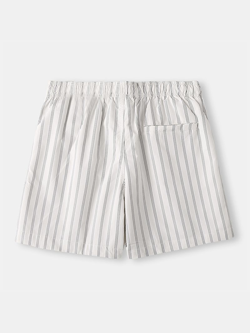 Heren Cosy Stripe Loungewear Shorts Trekkoord Sneldrogende Losse Mini Shorts