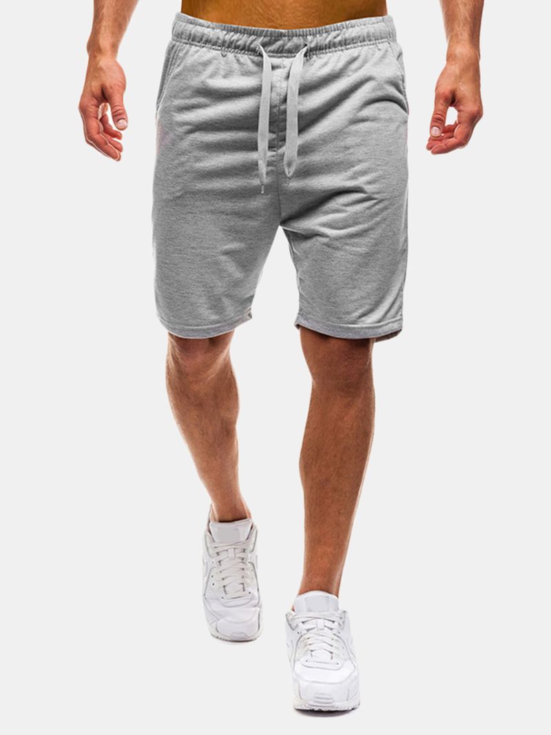 Heren Gym Katoen Ademend Trekkoord Effen Kleur Hardloopshorts