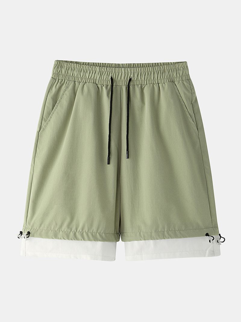 Heren Katoenen Effen Kleur Trekkoord Losse Pasvorm Casual Shorts