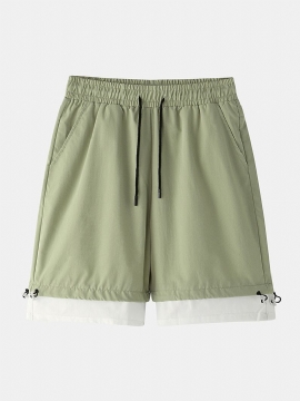 Heren Katoenen Effen Kleur Trekkoord Losse Pasvorm Casual Shorts