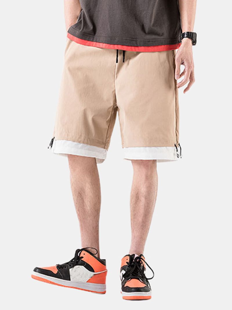 Heren Katoenen Effen Kleur Trekkoord Losse Pasvorm Casual Shorts