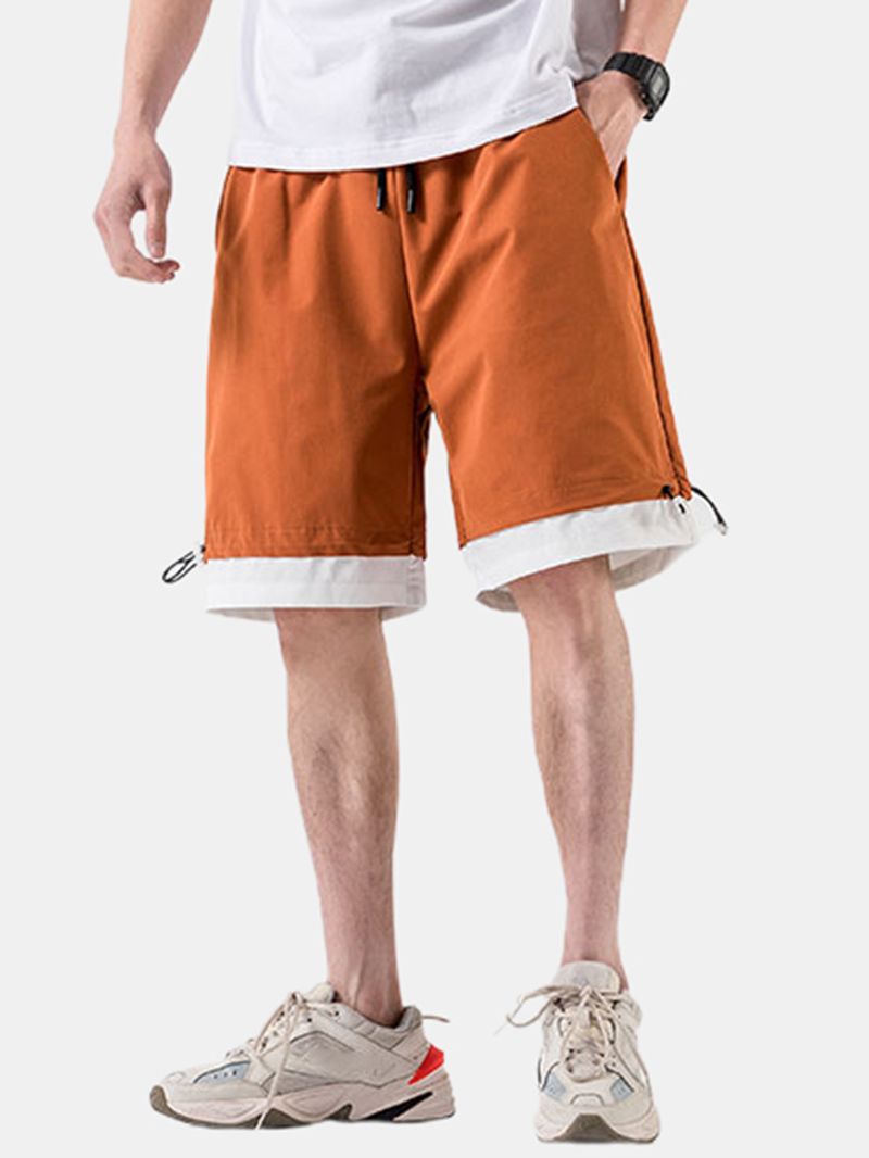 Heren Katoenen Effen Kleur Trekkoord Losse Pasvorm Casual Shorts