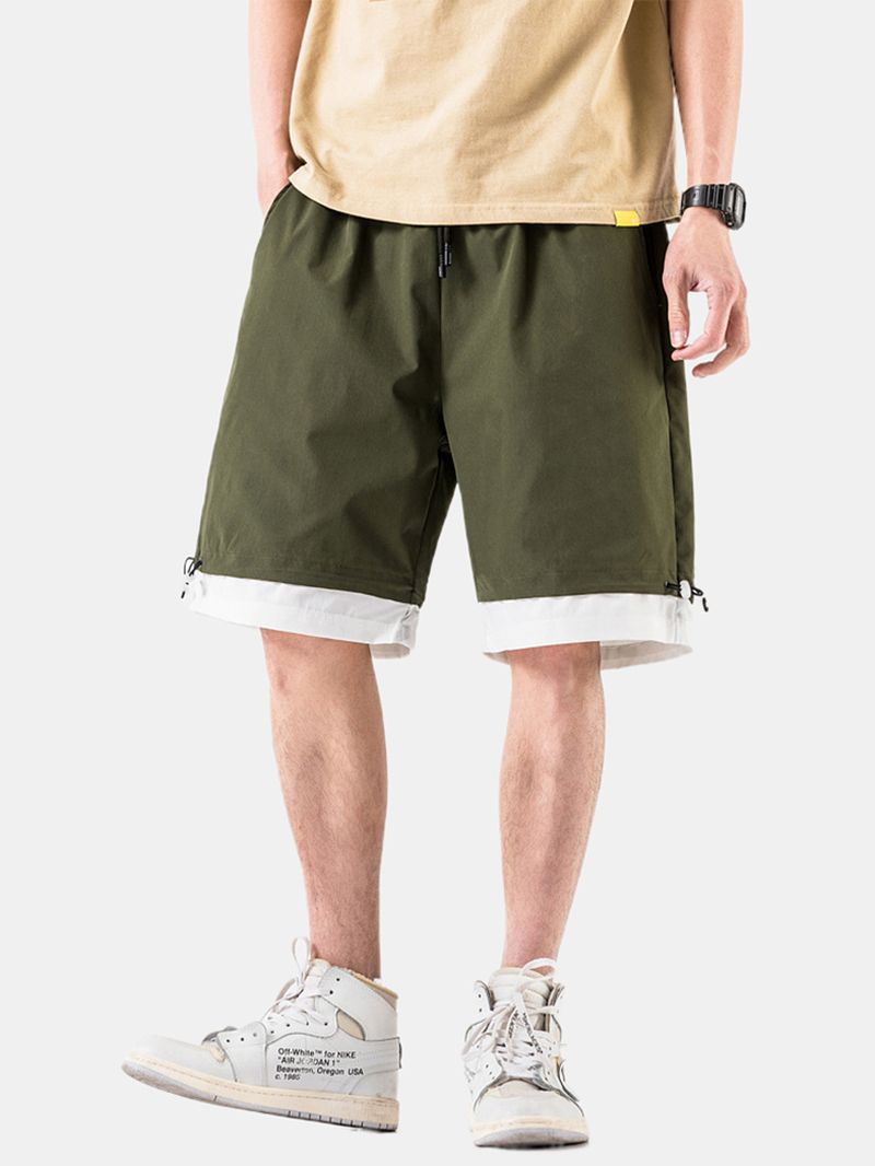 Heren Katoenen Effen Kleur Trekkoord Losse Pasvorm Casual Shorts