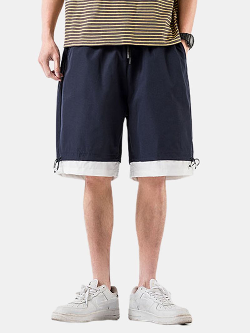 Heren Katoenen Effen Kleur Trekkoord Losse Pasvorm Casual Shorts