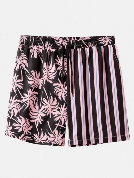 Heren Kokospalm Kleurrijke Streep Gemengde Print Casual Shorts