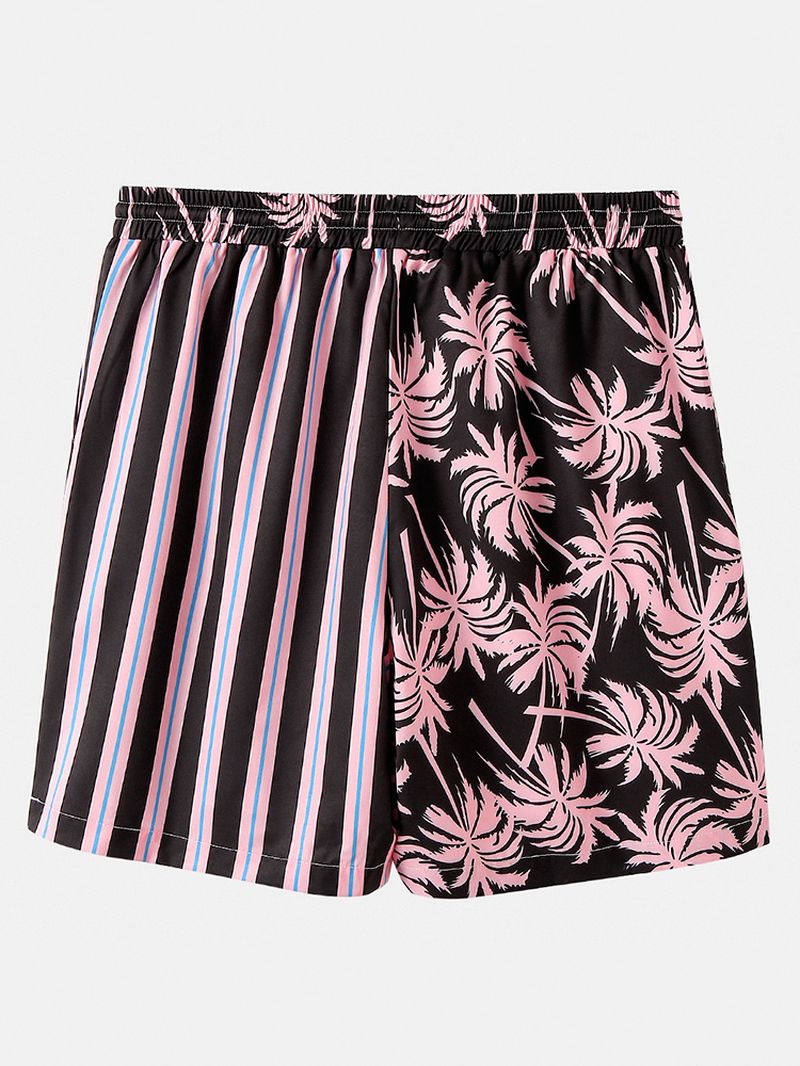 Heren Kokospalm Kleurrijke Streep Gemengde Print Casual Shorts