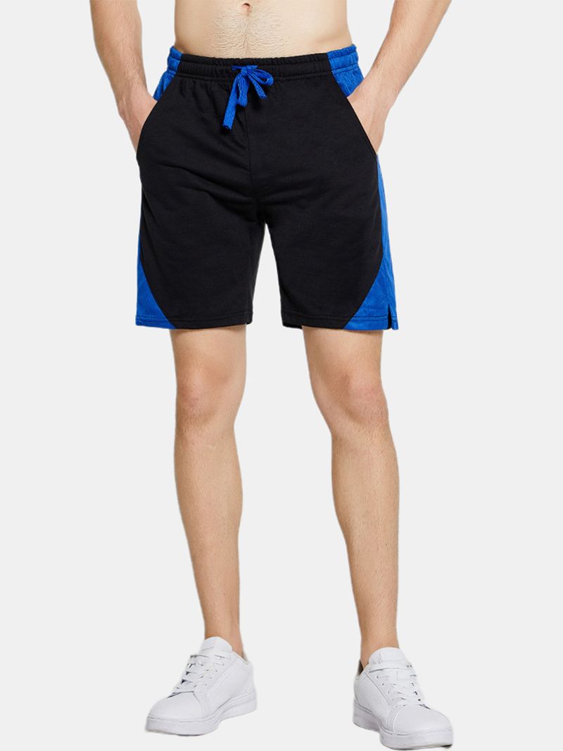 Heren Sport Patchwork Ademende Casual Shorts Met Trekkoord