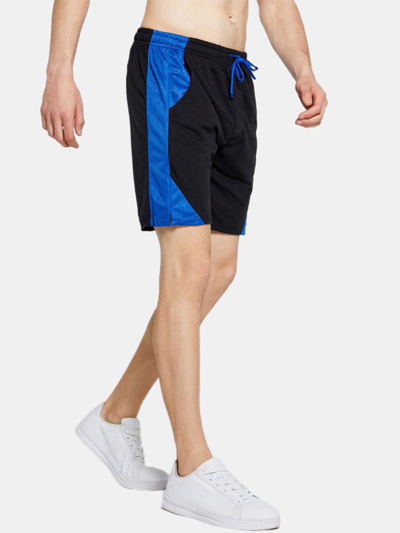 Heren Sport Patchwork Ademende Casual Shorts Met Trekkoord