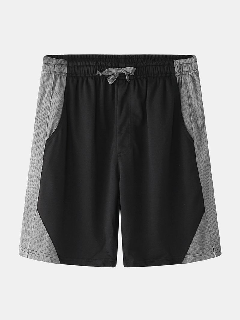 Heren Sport Patchwork Ademende Casual Shorts Met Trekkoord