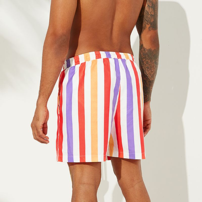 Heren Sunshine Gestreepte Boardshort Dunne Sneldrogende Mesh Voering Vissen Strandshorts