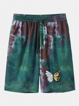 Heren Tie Dye Butterfly Print Elastische Taille Shorts