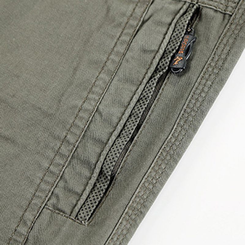 Heren Zomer Plus Maat Multi-pocket Effen Kleur Losse Pasvorm Casual Katoenen Shorts