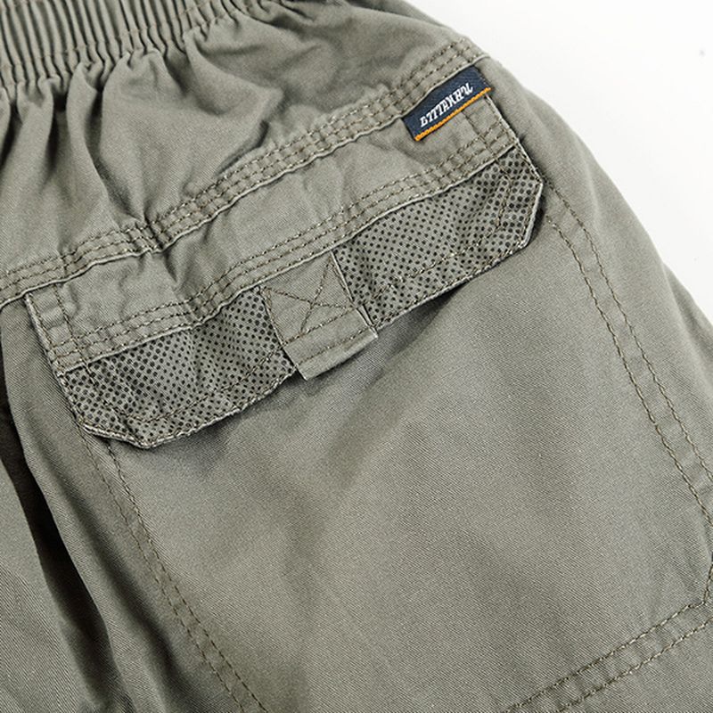 Heren Zomer Plus Maat Multi-pocket Effen Kleur Losse Pasvorm Casual Katoenen Shorts