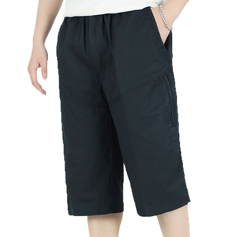 Heren Zomer Plus Maat Multi-pocket Effen Kleur Losse Pasvorm Casual Katoenen Shorts