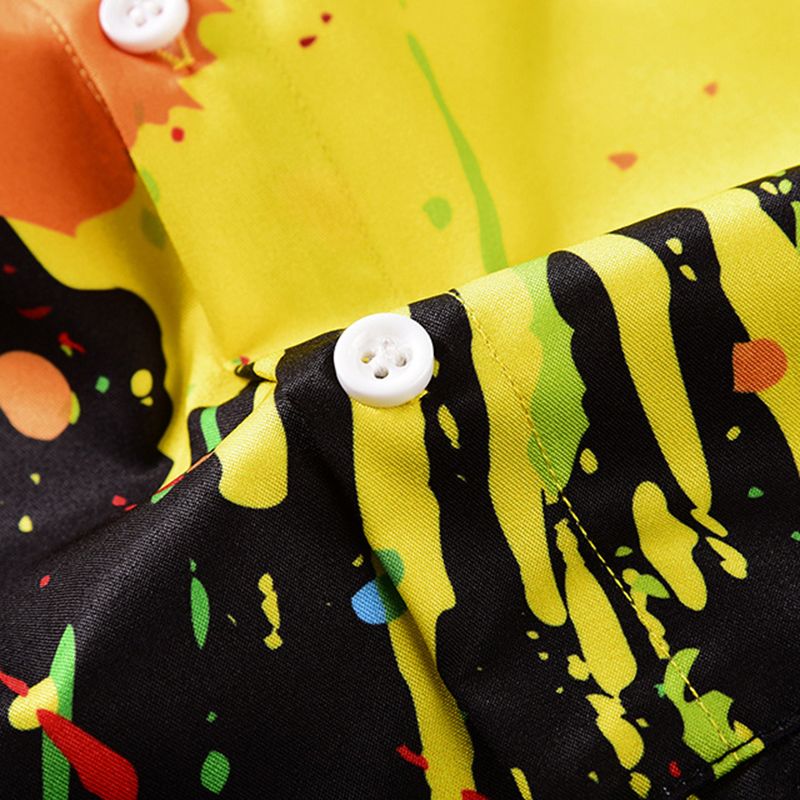 Jumpsuit Voor Heren Met Splash-inktprint En Korte Mouwen