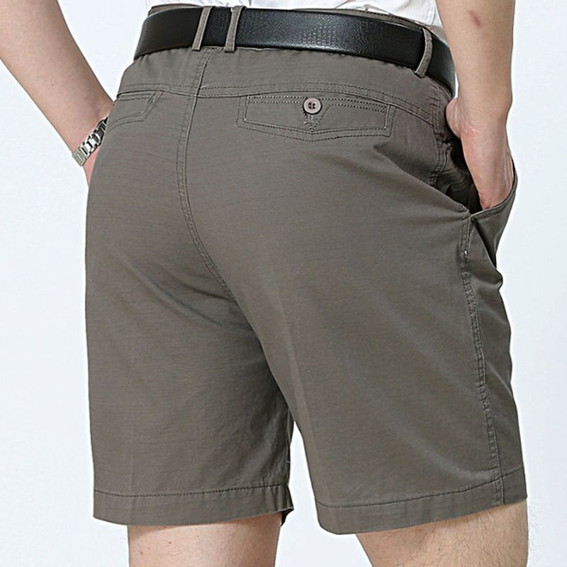 Middelbare Leeftijd Heren Zakelijke Casual Golfshorts Zomer Katoen Knielengte Pak Shorts Broek