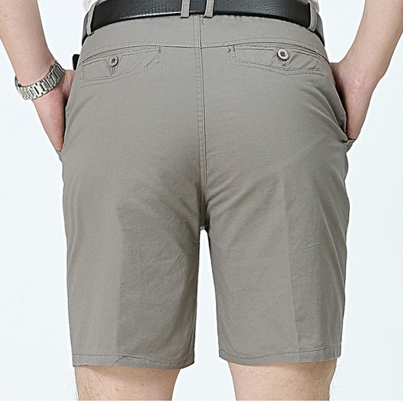 Middelbare Leeftijd Heren Zakelijke Casual Golfshorts Zomer Katoen Knielengte Pak Shorts Broek