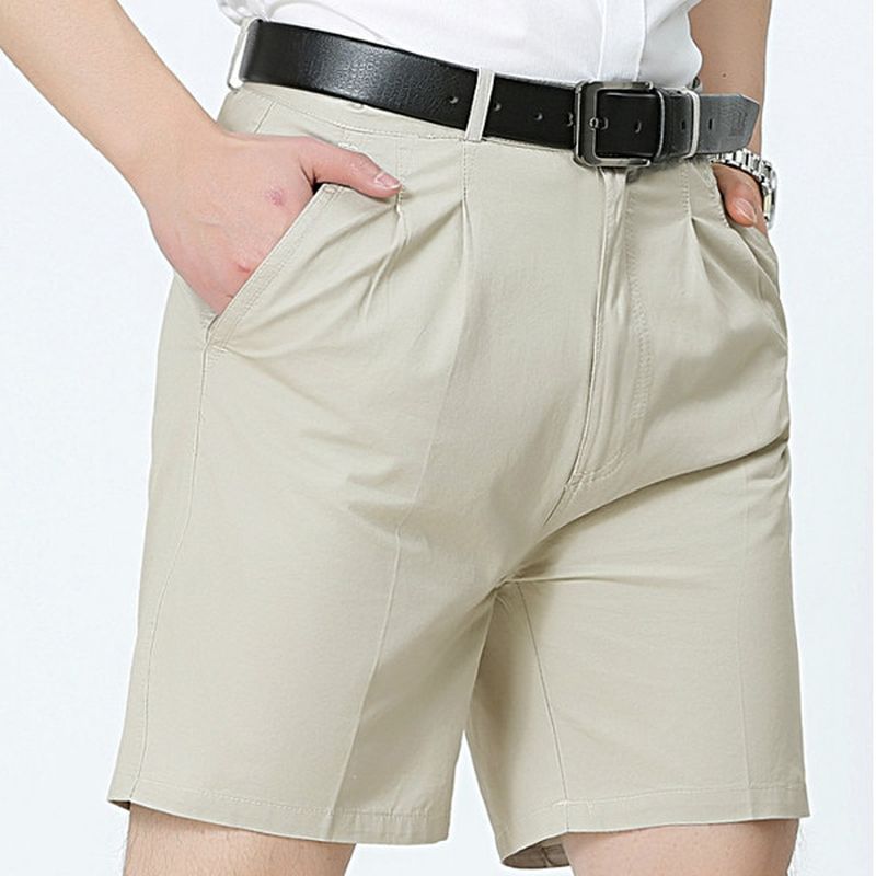 Middelbare Leeftijd Heren Zakelijke Casual Golfshorts Zomer Katoen Knielengte Pak Shorts Broek