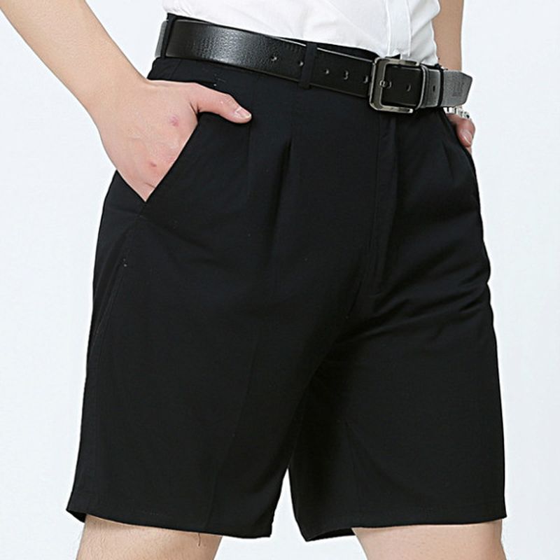 Middelbare Leeftijd Heren Zakelijke Casual Golfshorts Zomer Katoen Knielengte Pak Shorts Broek