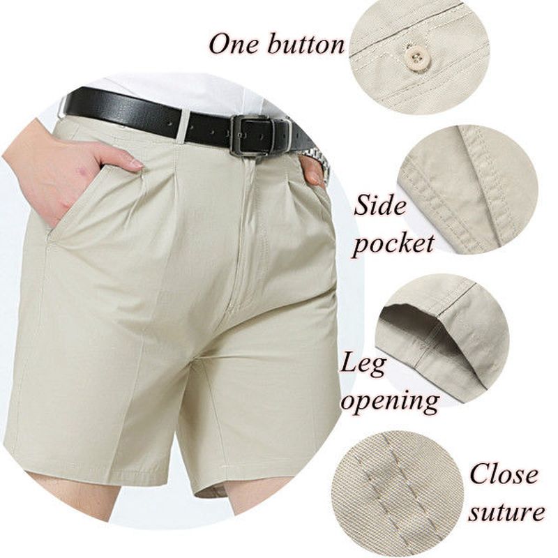 Middelbare Leeftijd Heren Zakelijke Casual Golfshorts Zomer Katoen Knielengte Pak Shorts Broek