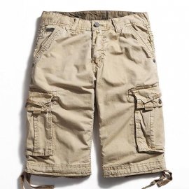 Outdoor Groot Formaat Puur Katoenen Wasgoed Cargo Shorts Multi Pocket Casual Herenshorts