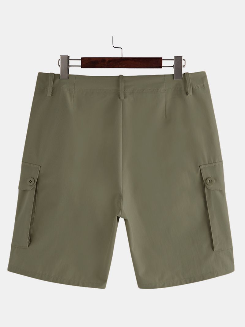 Solide Multi-pocket Cargoshort Voor Heren