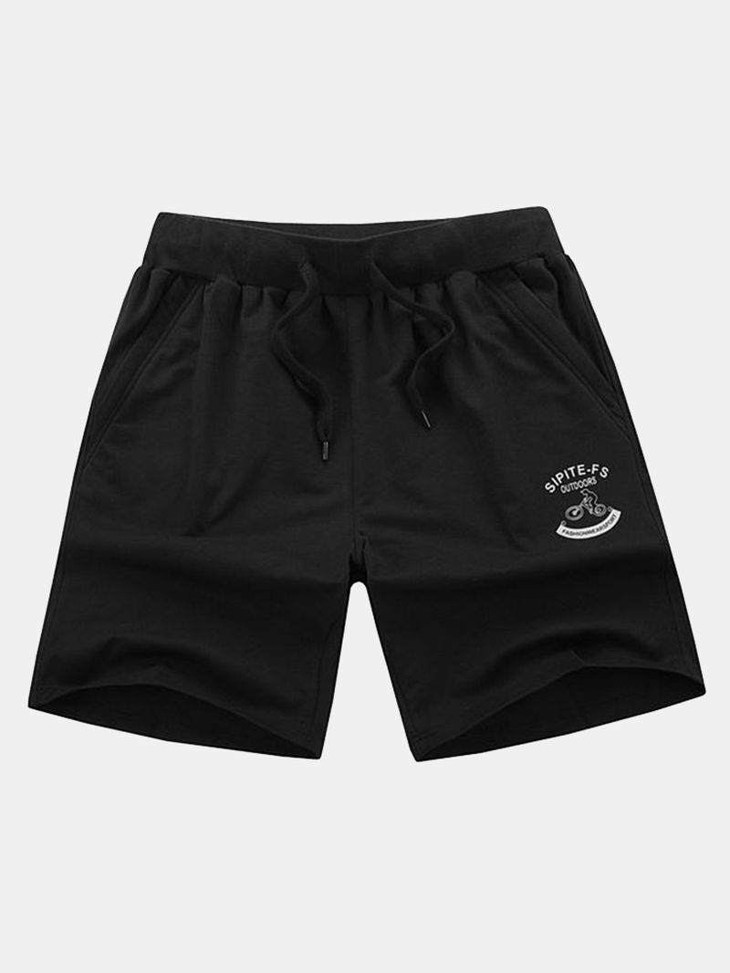 XS-5xl Katoenen Sportshort Voor Heren Elastische Tailleband Zakken Met Ritssluiting Korte Broek Met Trekkoord