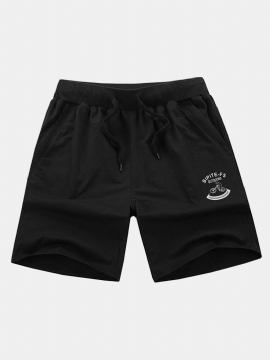 XS-5xl Katoenen Sportshort Voor Heren Elastische Tailleband Zakken Met Ritssluiting Korte Broek Met Trekkoord