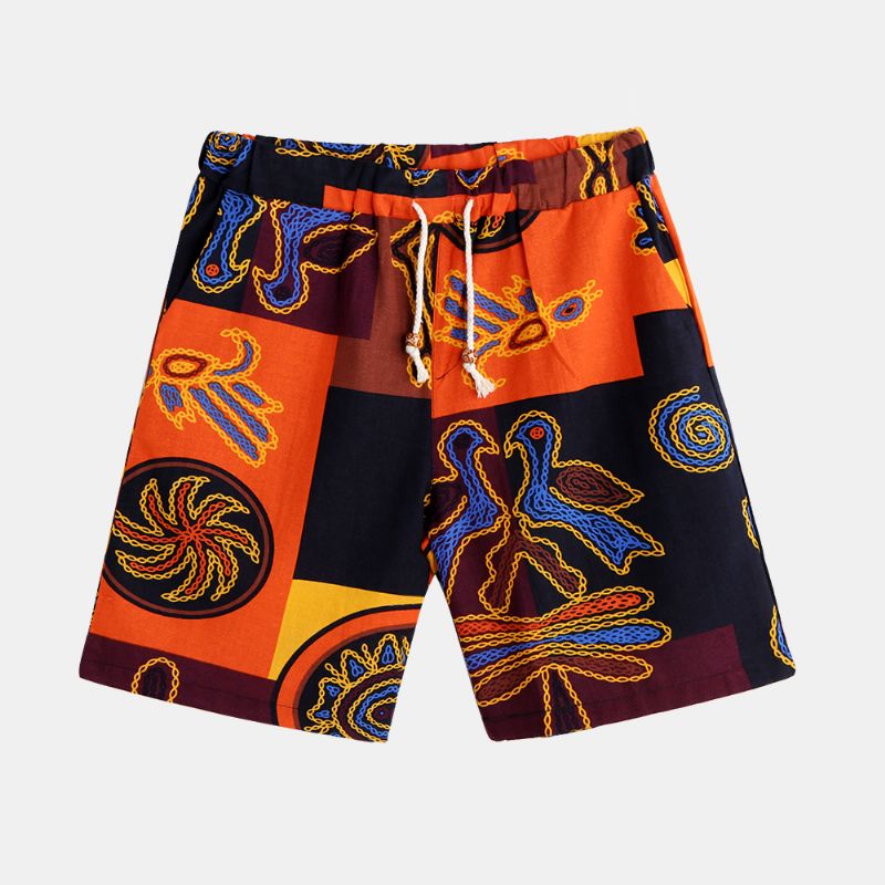 Zomer Casual Shorts Met Etnische Stijl Voor Heren