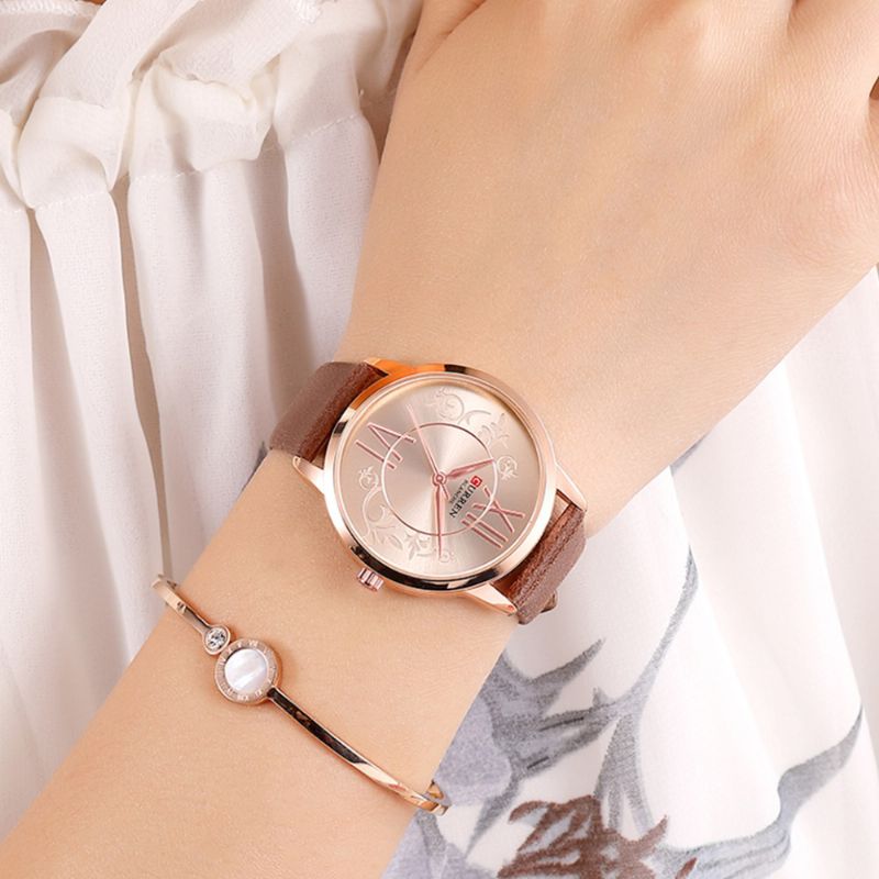 Analoog Casual Stijl Dames Polshorloge Lederen Band Quartz Horloge